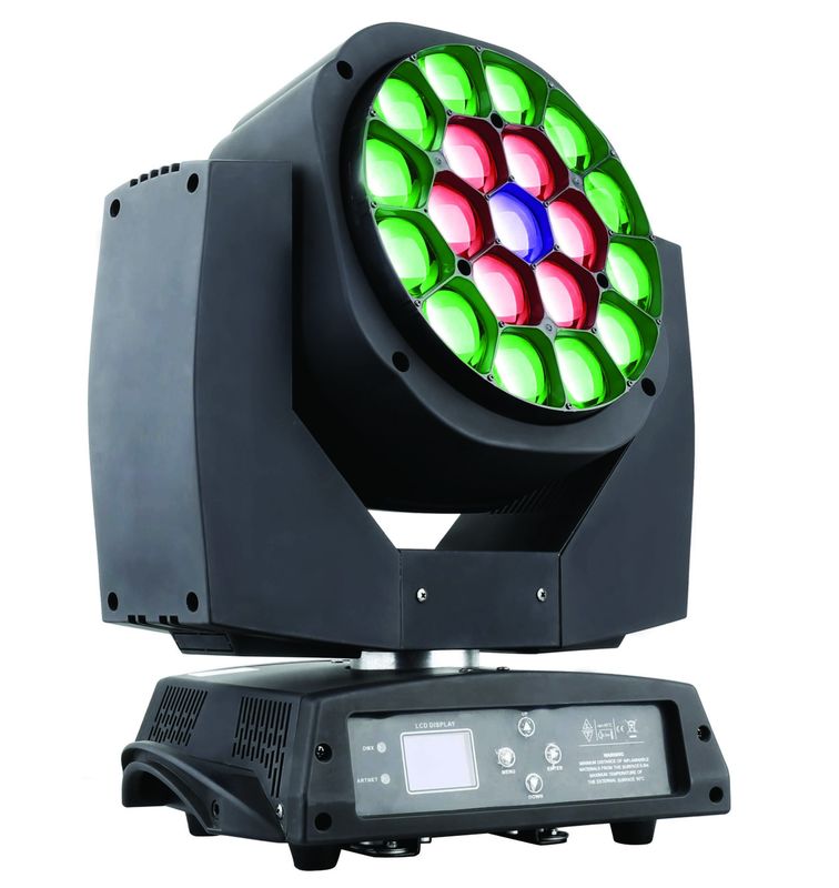 Rgbw 19 * 1 5W LED نقل رئيس ضوء الدوران مع زاوية تكبير 4 إلى 60 درجة